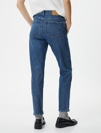 Yüksek Bel Kot Pantolon Dar Düz Paça Esnek - Eve Slim Jean