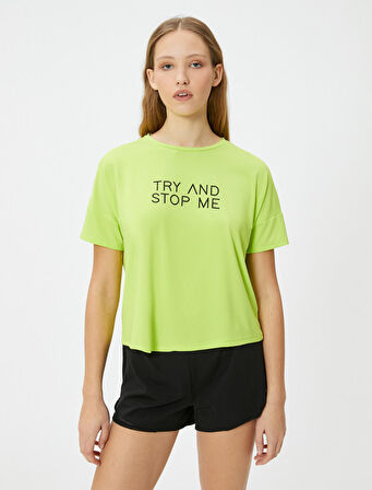 Baskılı Sport Tişört Kısa Kollu Bisiklet Yaka Rahat Kalıp