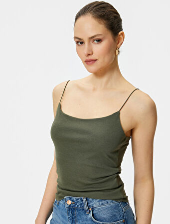 İnce Askılı Atlet Viskoz Kumaş Karışımlı