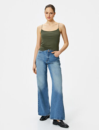 İnce Askılı Atlet Viskoz Kumaş Karışımlı