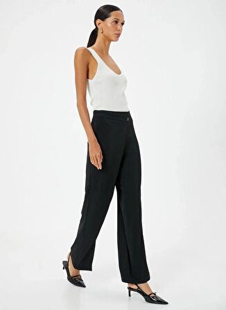 Koton Normal Bel Regular Fit Siyah Kadın Kumaş Pantolon 4SAK40003EW