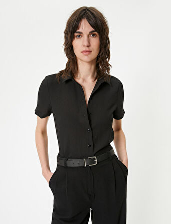 Basic Gömlek Kısa Kollu Düğme Kapamalı 