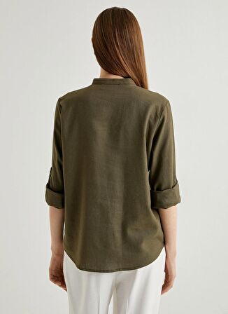 Koton Regular Fit Hakim Yaka Haki Kadın Gömlek 4SAK60011PW