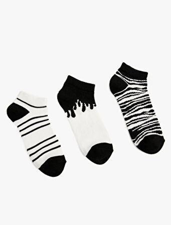 Zebra Desenli 3'lü Patik Çorap Seti