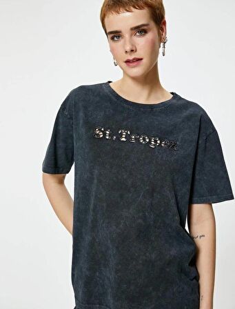 4SAL10070IK Koton Kadın T-shirt ANTRASİT