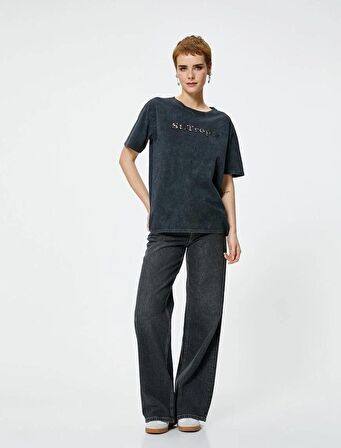 4SAL10070IK Koton Kadın T-shirt ANTRASİT