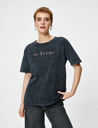 4SAL10070IK Koton Kadın T-shirt ANTRASİT