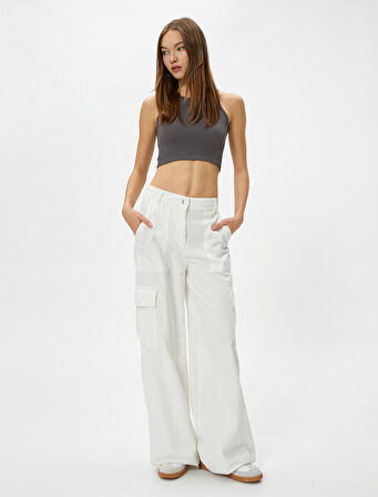 Basic Crop Atlet Yuvarlak Yaka Ribanalı