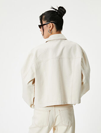 Kot Ceket Rahat Kalıp Aplike Çift Cepli Gömlek Yaka