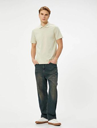4SAM10006MK Koton Erkek T-shirt BEJ