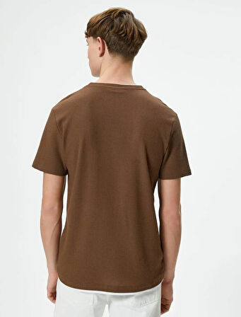 4SAM10065HK Koton Erkek T-shirt KAHVERENGİ