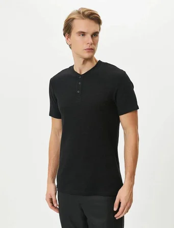 4SAM10067HK Koton Erkek T-shirt SİYAH