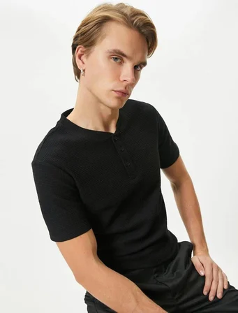 4SAM10067HK Koton Erkek T-shirt SİYAH