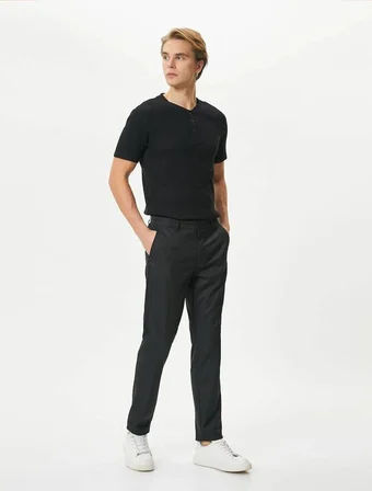 4SAM10067HK Koton Erkek T-shirt SİYAH