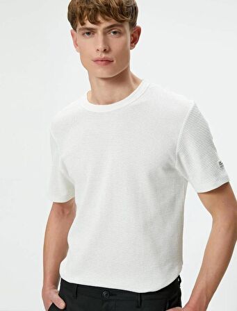 4SAM10074HK Koton Erkek T-shirt BEYAZ
