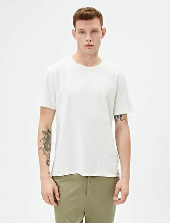 4SAM10076HK Koton Erkek T-shirt BEYAZ