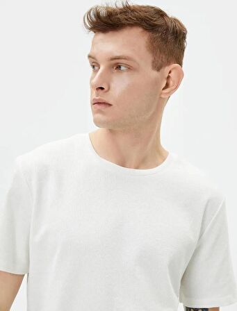 4SAM10076HK Koton Erkek T-shirt BEYAZ