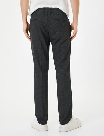 Kumaş Pantolon Desenli Slim Fit Düğmeli Cep Detaylı