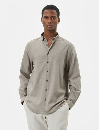 Slim Fit Gömlek Klasik Yaka Uzun Kollu Düğmeli