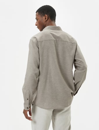 Slim Fit Gömlek Klasik Yaka Uzun Kollu Düğmeli