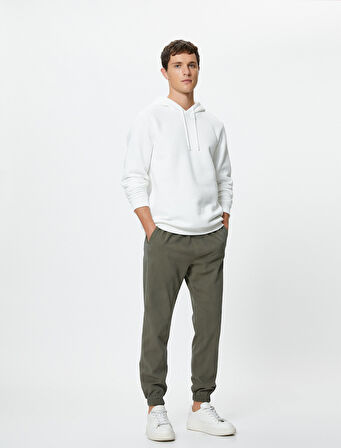 Basic Kapşonlu Sweatshirt Uzun Kollu Ribanalı