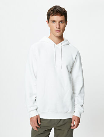 Basic Kapşonlu Sweatshirt Uzun Kollu Ribanalı