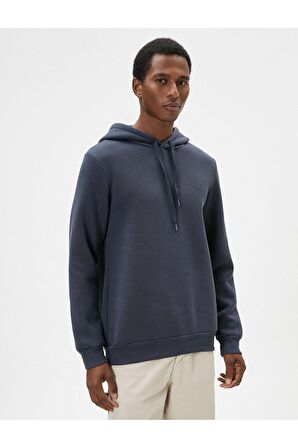 Basic Kapşonlu Sweatshirt Uzun Kollu Ribanalı