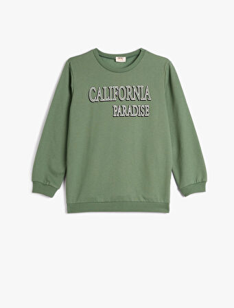 Sweatshirt Uzun Kollu Bisiklet Yaka Şehir Baskılı Şardonlu