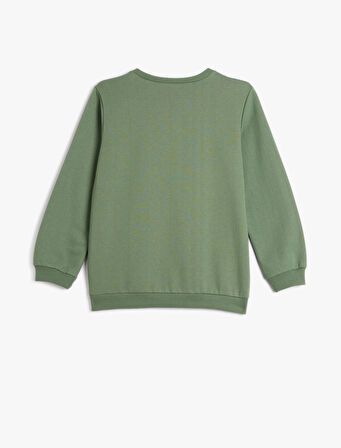 Sweatshirt Uzun Kollu Bisiklet Yaka Şehir Baskılı Şardonlu