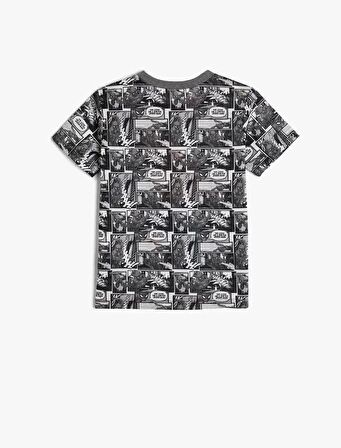 4SKB10029TK Koton Erkek Çocuk T-shirt SİYAH DESENLİ