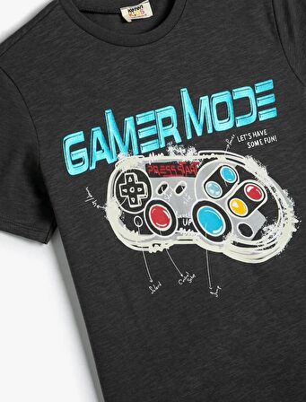 4SKB10075TK Koton Erkek Çocuk T-shirt ANTRASİT