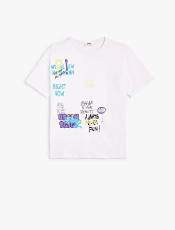 4SKB10085TK Koton Erkek Çocuk T-shirt EKRU