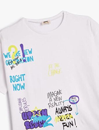 4SKB10085TK Koton Erkek Çocuk T-shirt EKRU