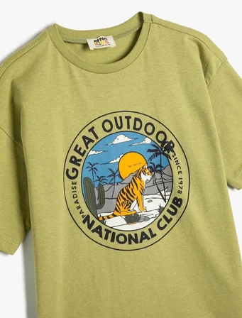 4SKB10104TK Koton Erkek Çocuk T-shirt HAKİ