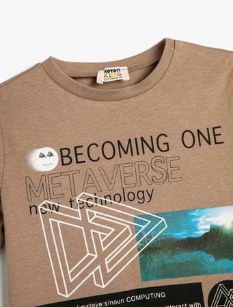 4SKB10107TK Koton Erkek Çocuk T-shirt KAHVERENGİ