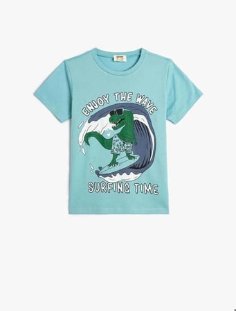 4SKB10130TK Koton Erkek Çocuk T-shirt MAVİ