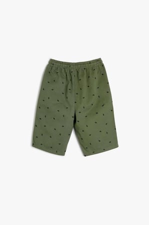 Koton Erkek Çocuk Chino Şort Beli Bağlamalı Cepli Pamuklu Desenli