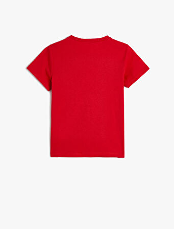 Tişört Slogan Baskılı Kısa Kollu Bisiklet Yaka Pamuklu