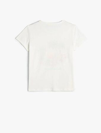 4SKG10112AK Koton Kız Çocuk T-shirt EKRU