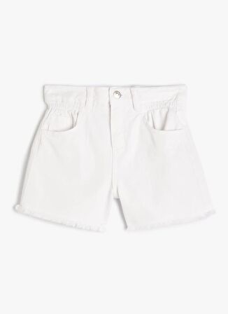 Koton Yüksek Bel Regular Fit Beyaz Kız Çocuk Şort 4SKG40020AD