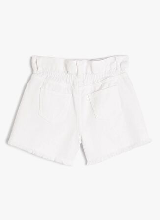 Koton Yüksek Bel Regular Fit Beyaz Kız Çocuk Şort 4SKG40020AD