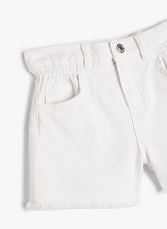 Koton Yüksek Bel Regular Fit Beyaz Kız Çocuk Şort 4SKG40020AD