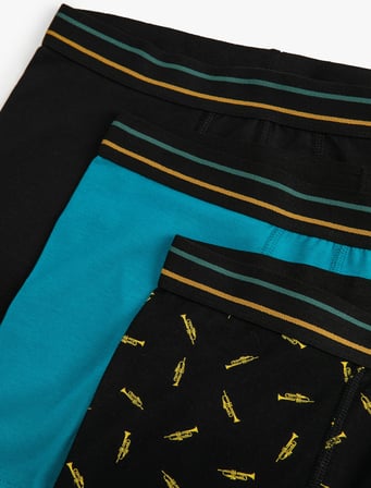 3'lü Boxer Seti Müzik Baskılı Çok Renkli