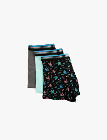 3'lü Boxer Seti Palmiye Baskılı Çok Renkli