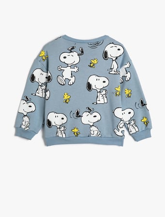 Snoopy Sweatshirt Lisanslı Uzun Kollu Bisiklet Yaka Şardonlu 
