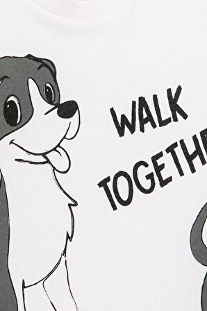 Koton Erkek Bebek Tişört Kısa Kollu Köpek Baskılı Bisiklet Yaka Pamuklu