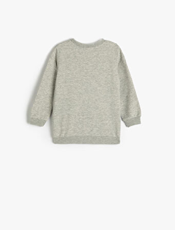 Sweatshirt Aslan Baskılı Uzun Kollu Bisiklet Yaka 