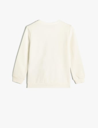 Dinozorlu Sweatshirt Bisiklet Yaka Uzun Kollu Pamuklu