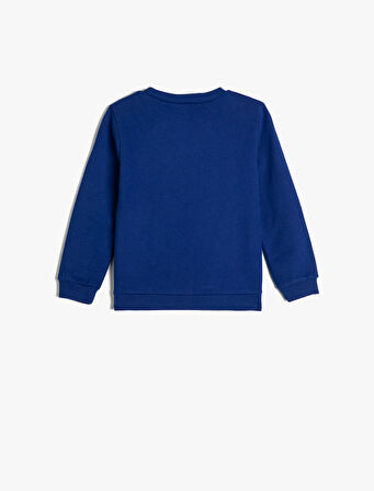 Sweatshirt Dinozor Baskılı Bisiklet Yaka Uzun Kollu Şardonlu Pamuklu