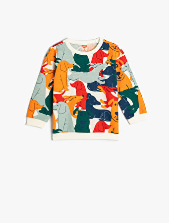Sweatshirt Köpek Grafik Baskılı  Pamuklu